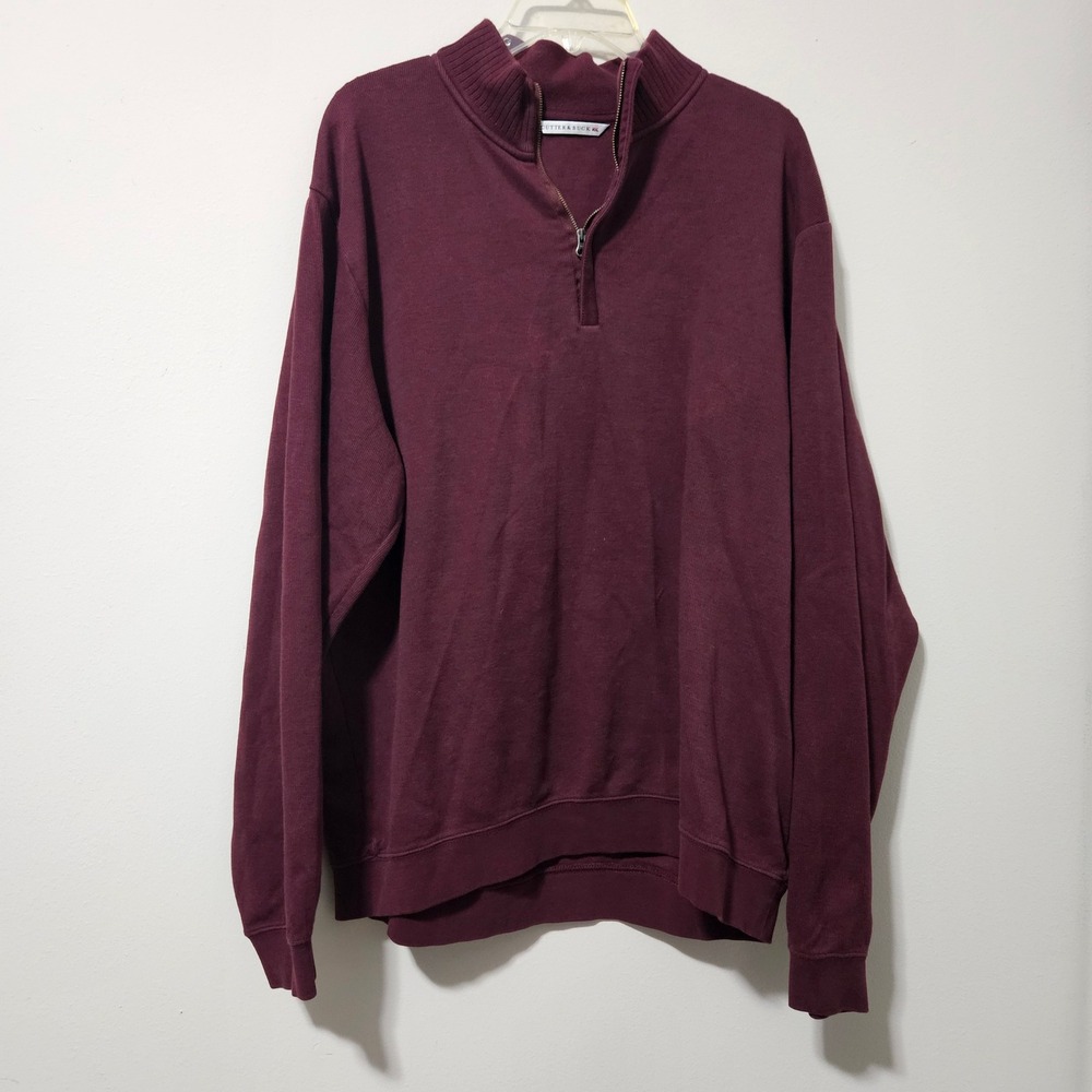 Cutter & Buck Mens‎ XL Quarter Zip Pullover Sweatshirt Burgundy Maroon Ribbed XL